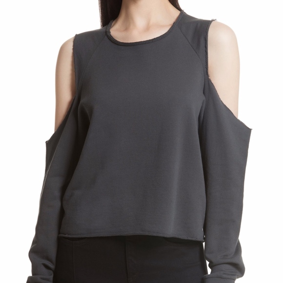 NWT $225 Rag & Bone Standard Issue Gray Cold Shoulder Sweatshirt in size XXS! - Picture 1 of 7